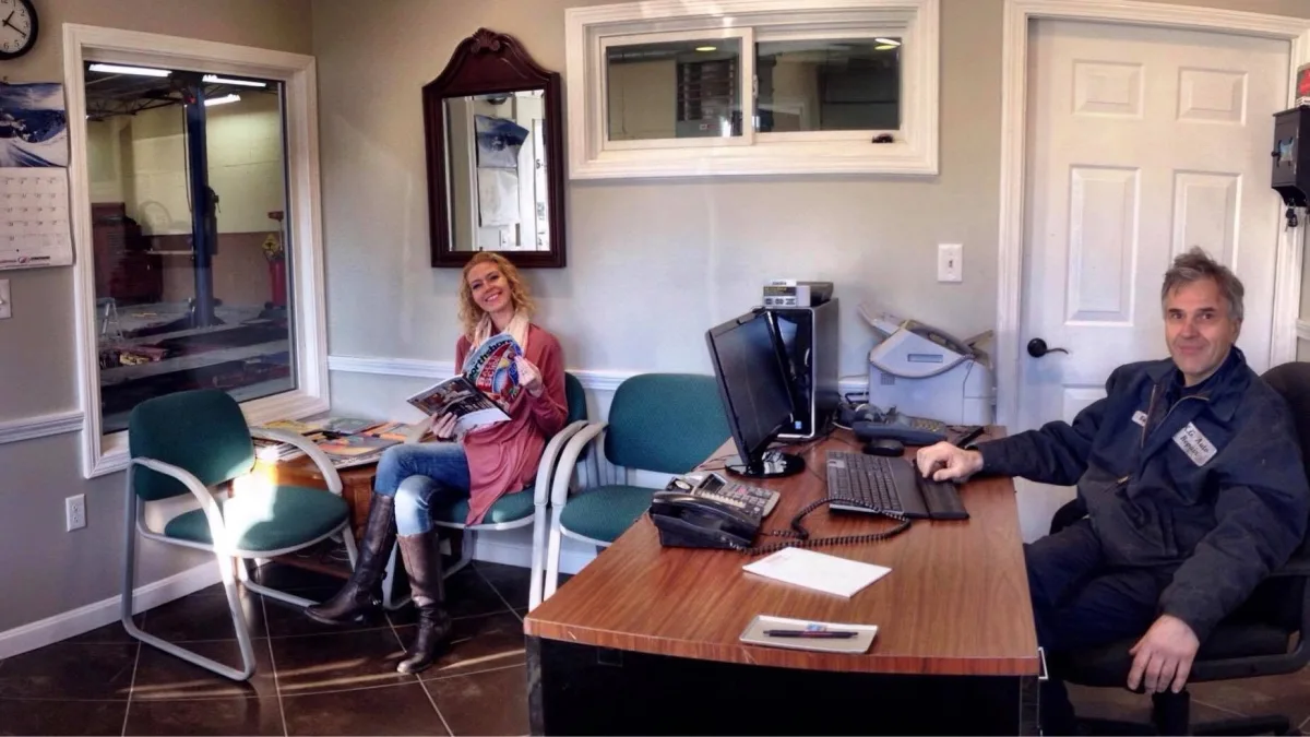 Inside the office and waiting area at KG Auto Repair